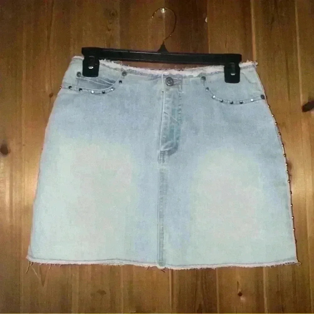 Y2K Lazer Denim Skirt